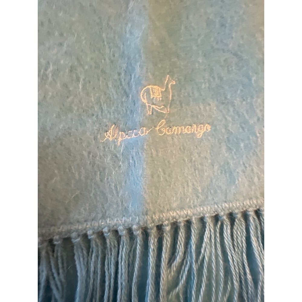 Alpaca Camargo Blue Scarf Fringe Outdoor - Picture 2 of 4